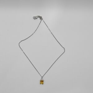 Elegant Silver Necklace with Yellow Pendant